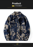 FOESCE Vintage Loose Denim Jacket with Grid Pattern - High-End American Casual Jean Coat for Men