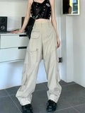 FOESCE American workwear casual pants for women in spring and autumn, loose straight leg design, spicy girl, high waist, floor length,