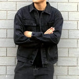 Spring Autumn Men's Casual Denim Jacket Loose Fit Versatile Trendy Workwear Top For Men Loose Fit Denim Clothing
