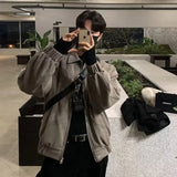 Men's Jacket Suede Vintage High Street Lightweight Jacket Long Sleve Outerwear Spring Autumn Fashion Streetwear Coat Man Clothes