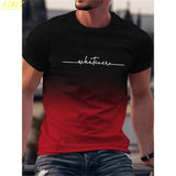 FOESCE Fashion Summer 3D Stripe Letter Print Men's T Shirt Hip Hop Trend Harajuku Streetwear Casual O-neck Oversized T-shirts Men Tops