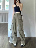 FOESCE American workwear casual pants for women in spring and autumn, loose straight leg design, spicy girl, high waist, floor length,