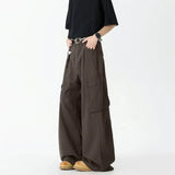 FOESCE 2025 Autumn Winter Korean Style Straight Leg Causal Jeans Men's Fashion Versatile Loose Pants Men's Washed Retro Large Pockets
