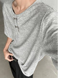 FOESCE ay U-Ne ort Sve Knitted f Sve T-irt Korean Sle Faionable Casual Top Breathable Summer Tee for Teens