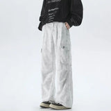 FOESCE Vintage Tie dye Men's Baggy Denim Trousers White 2025 New Streetwear Wide Leg Loose Denim Pants Fashion Straight Gargo Pants