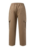 Lente Zomer Mode Casual Pannen Voor Heren Streetwear Effen Kleur Cargo Broek Elastische Taille Wijde Pijpen Heren Joggingbroek