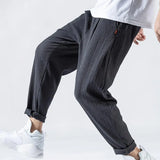 Japanese Loose Men's Cotton Linen Pants Male Summer New Breathable Solid Color Linen Trousers Fitness Streetwear Plus Size M-3XL