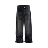 FOESCE Streetwear Black Gray Washed Ripped Baggy Jeans Pants for Men and Women Straight Ropa Hombre Loose Casual Denim Trousers