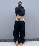 Y2K Harajuku pants camouflage Embroidered double waist high quality sweatpants Hip Hop streetwear High waisted Wide Leg Pants