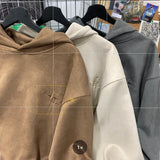 Men's Streetwear Vintage Embroidered Suede Hooded Sweatshirt High Quality Hoodie Fashion Hip hop Unisex Pullover Y2k Clothe