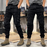 FOESCE Cargo Pants for Mens Elastic Casual Trousers Zipper Multi-Pocket Joggers