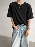 FOESCE ay U-Ne ort Sve Knitted f Sve T-irt Korean Sle Faionable Casual Top Breathable Summer Tee for Teens