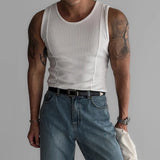 FOESCE Mens Shaping Stretch Knit Vest Genderless 2025 New Fitness Sports Tight Breathable Sweat-Absorbent Solid Color Tank Top Unisex