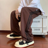 Foesce Korean Fashion Male Stripe Casual Sweatpants Streetwear Black Brown Jogger Men's Sport Jogging Pants Casual Trousers Joggers
