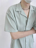 Striped Shirts and Blouses for Men Short Sleeve Man Tops Cotton Regular Original Xxl High Quality Asia with Collar S I Clothing