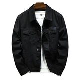 FOESCE Blue Denim Jacket Men's Single-breasted Lapel Denim Jackets Black Gray Fashion Casual Coat Spring and Autumn Male Cotton Overcoa