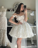 FOESCE Cathy White Mini Tulle Prom Dresses Spaghetti Strap فساتين السهرة Customized Sleeveless Princess Flowers Vestidos De Noche 2025