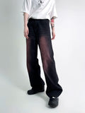 FOESCE 2025 Black Washed Red Jeans Men's Loose Straight Trendy 2025 New Versatile Wide Leg Pants streetwear denim men skinny