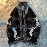 FOESCE Vintage Knitted Cardigan Sweater Men's Loose Street Cat Whiskers National China-Chic Brand Lazy Style V-neck Coat