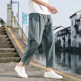 FOESCE Linen Wide Men Pants New Korean Trousers Oversize Linens Streetwear Male Spring Summer Pants Casual Men Clothing Sweatpants