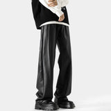 FOESCE Mens Pu Leather Pants Classic Grunge Motorcycle Pu Casual Pants Spring Streetwear Fashion Straight Pants Men'S Clothing 2025 New