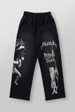 FOESCE New American sweatpants Gym fitness running stretch collaboration anime cool jogger cotton terry printed wide-leg casual pant