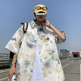 FOESCE 2025 Instagram Pi Shuai Tie Dyed Shirt for Boys, Unique Design, Summer Short sleeved Coat, Cityboy Large Shirt camisas feminina