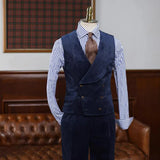 FOESCE Double Breasted Gilet Men Suede Steampunk Shawl Collar Vest Male Customizable Men's Vests Slim Male Suit Luxury Men's Suits