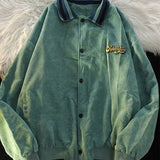 American retro high street baseball uniform jacket for men and women spring and autumn casual oversize loose corduroy jacket top
