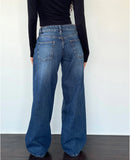 FOESCE 2025 New Retro Y2K Jeans Fashion Women Autumn High Waist Pocket Stacked Wide Leg Pant Casual Baggy Streetwear Commute Denim Pant
