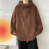 FOESCE Harajuku Corduroy Hoodies Men High Quality Streetwear Loose Y2k Hip Hop Hooded Sweatshirts Couple Clothing Female Pullovers