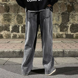 FOESCE Brand Men's Jeans Korean Version Student Casual Pants High Street Straight Loose Wide Leg Jeans Black Grey  Blue Baggy Jeans