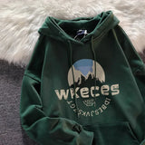 American Streetwear Oversize Plus size Retro Green Hoodie Women Ins Trendy Autumn and Winter Fleece-lined Hoodie y2k ins emo