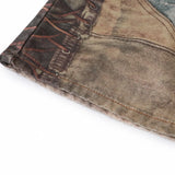 FOESCE Printed jeans Men Baggy Aesthetic Streetwear Top grade Jeans Male Retro Fashion Wide Leg Denim Pants Hip hop Denim Trousers