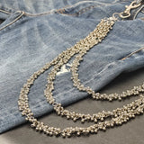 FOESCE Minimalism Bead Flower Three Tier Silvery Pants Chain Men's And Women's Styles  luxurious Retro Key Chain Gothic y2k Accessories