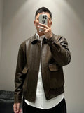 Maillard Men's Retro Leather Jacket Top Layer Calf Leather Jacket American Street Casual Jacket