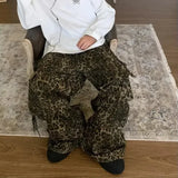 Tan Leopard Cargo Pants Men Y2K Parachute Oversize Wide Leg Trousers Male Streetwear Hip Hop Harajuku Animal Print
