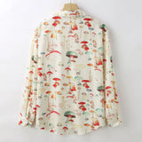 Men's Vintage Mushroom Printed Shirt Casual Streetwear Button -down Long Sleeve Shirts for Men Leisure Loose Stylish Spring