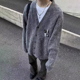 FOESCE Mens Sweater Brooch Casual Knitwear Streetwear Fashion Youth Campus Versatile Valentines Cardigan Old Money Men'S Clothing 2025