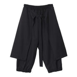 FOESCE Mens Double Layer Irregular Skirts Genderless Retro Sports Fitness Solid Color Streetwear Loose Wide Leg Cargo Pants Unisex