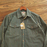 FOESCE Retro Waed Distred Blue Vertical Stripes Trendy Men's Long Sve Denim irt Loose American Sle Workwear Jaet