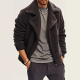 Warm Overcoat Long Sleeve Faux Leather Coat Winter Luxury Business Casual Mens Faux Fur Long Jacket Single Breasted Men Clothing
