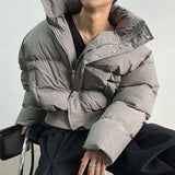 FOESCE Mens Solid Color Stand-Up Collar Cotton Casual Autumn Winter Genderless Fashion Youth Trend Korean Style Bread Jacket Unisex