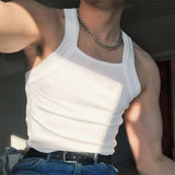 FOESCE 2025 Fashion Men Tank Tops Solid O-neck Sleeveless Skinny Tops Tees Vacation Casual Vests Streetwear Men Sexy Fitness Camisole