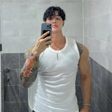 FOESCE Men's vest solid color Breathable quick drying elastic sports vest men sleeveless undershirt fitness training running tank top