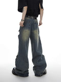 Wide Leg Jeans Pants Men Streetwear Baggy Distressed Denim Trousers Male Oversize Hollow Out Casual Korean Hip Hop