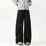 FOESCE Elastic Waist Men's Sweatpants Drape Solid Color Casual Drawstring  Trousers Wide Leg Loose Male sport Pants New casual pants
