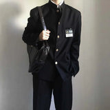 FOESCE Japanese College Uniform Jacket Stand-up Collar Suit Jacket Top Men's Spring Summer College Wind Trend Men Coat School Uniform