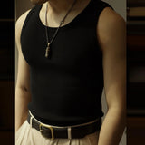 FOESCE Casual Solid Knitted Tank Top Men Summer Fashion Ribbed Vest Mens Slim Fit Crew Neck Sleeveless Tops Man Clothes 2025 Streetwear