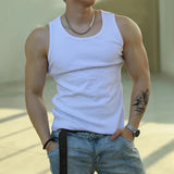 FOESCE Mens Sexy Shaping Sports Fitness Casual Cotton Vest 2025 New Genderless American Street Elastic Slim Solid Color Tank Top Unisex